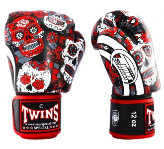 Боксерские перчатки Twins Special с рисунком (FBGV-53 red/black)